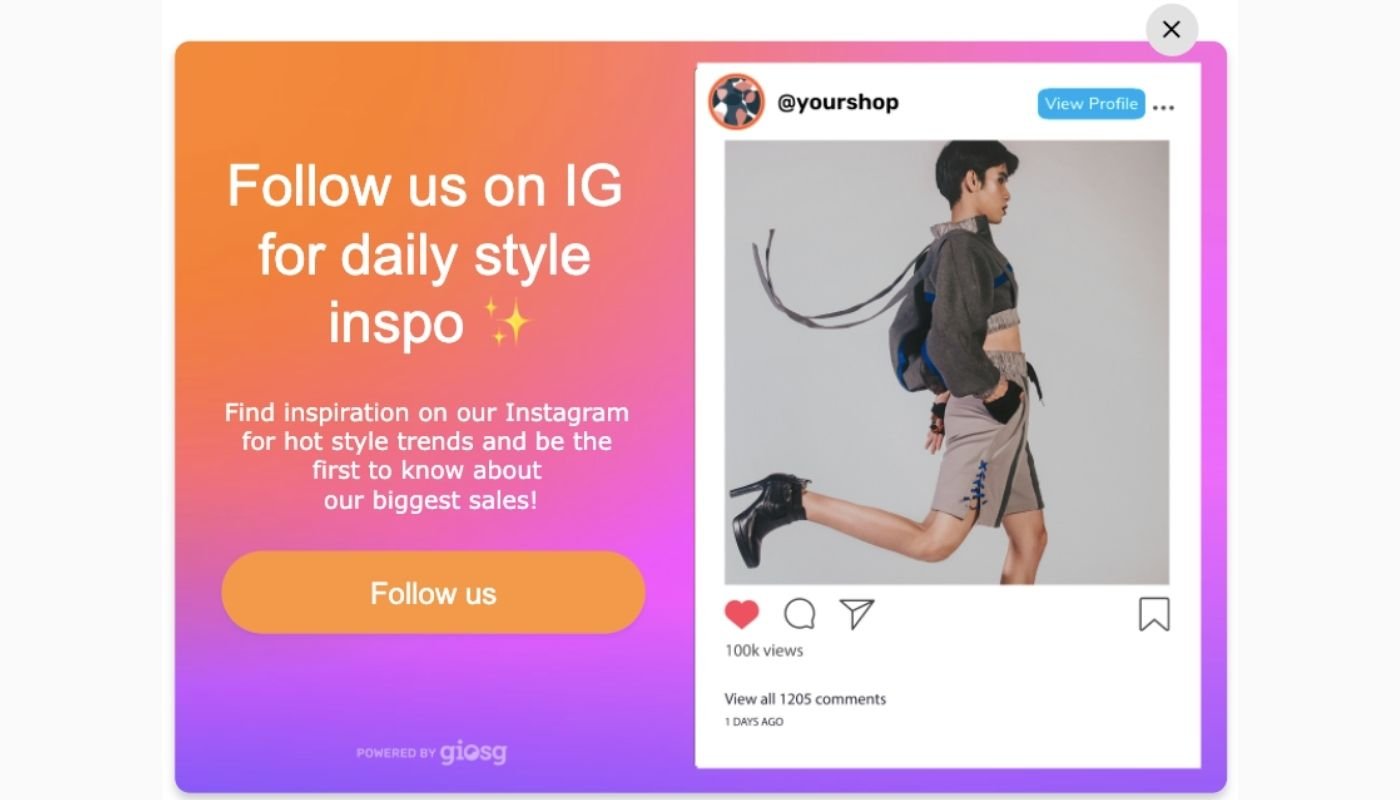 Instagram pop-up