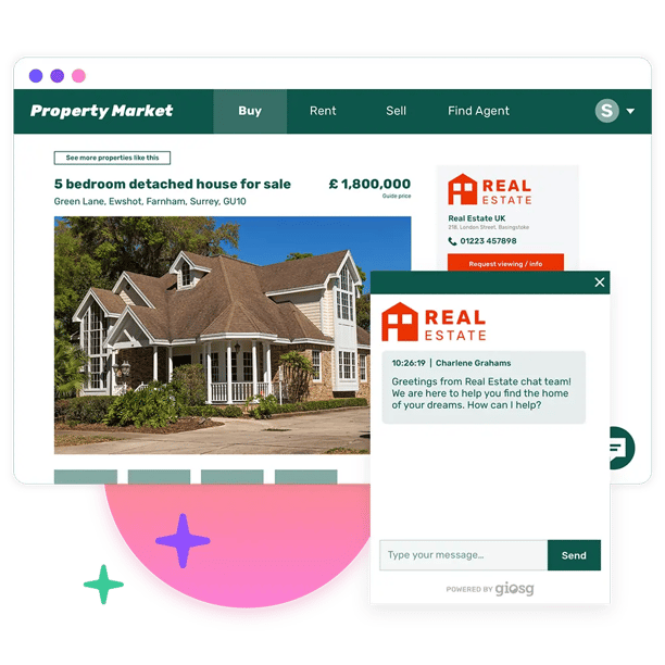 Estate agents chat on property portal website  