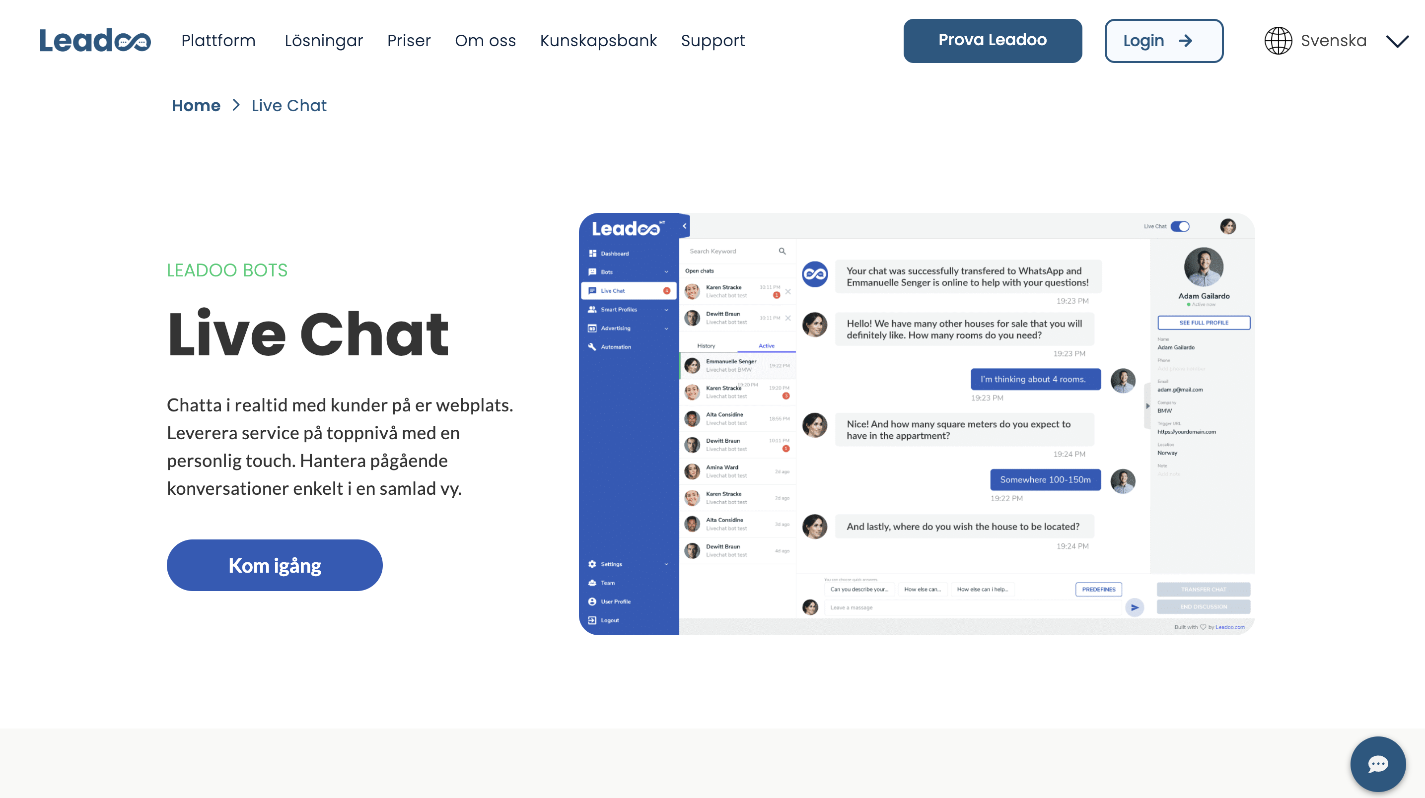 Leadoo-livechatt-plattform