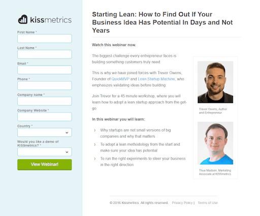 Webinar Landing Page